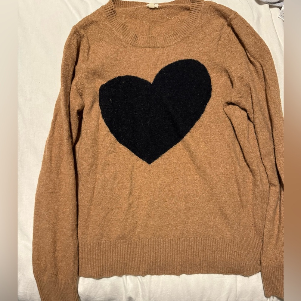 Jcrew asymmetrical heart sweater